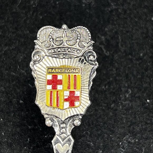 Set Of 10 Vtg Collectible Souvenir Spoons Enamel Shields Crest Europe So America - Picture 13 of 16